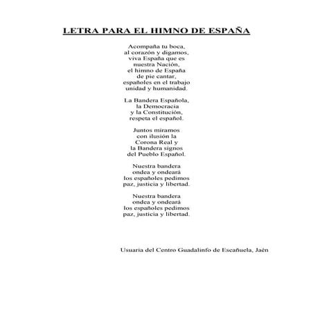 Letra para el Himno de España
