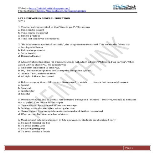 LET reviewer in general education