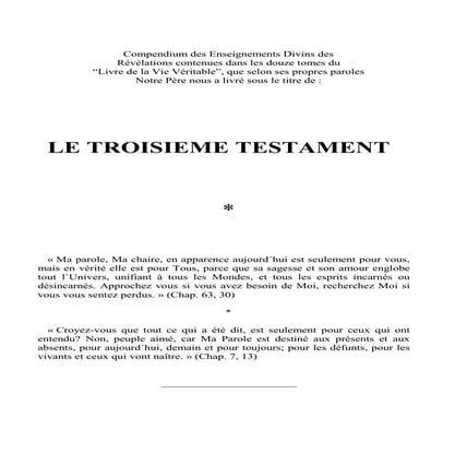 Le troisieme testament