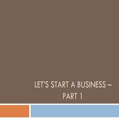 Let's Start a Business
