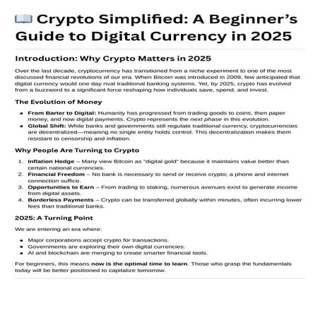 A beginner's Guide to Digital Currency Crypto 🔥