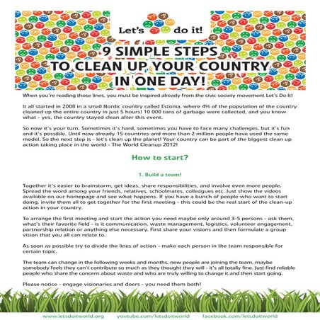 Lets Do It! World, World Cleanup 2012 How To Start | PDF