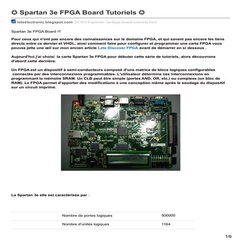 Spartan 3E FPGA Board Tutoriels