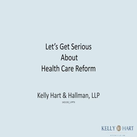 Let’s Get Serious About Health Care Reform
