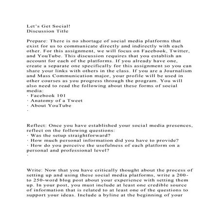 Let’s Get Social!Discussion TitlePrepare There is no shortage.docx