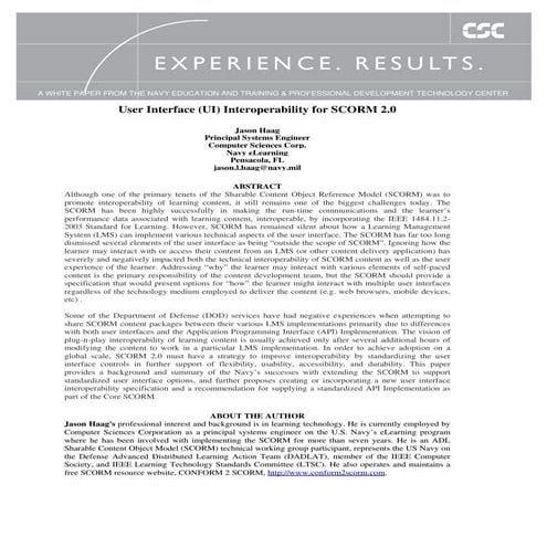 User Interface (UI) Interoperability for SCORM 2.0