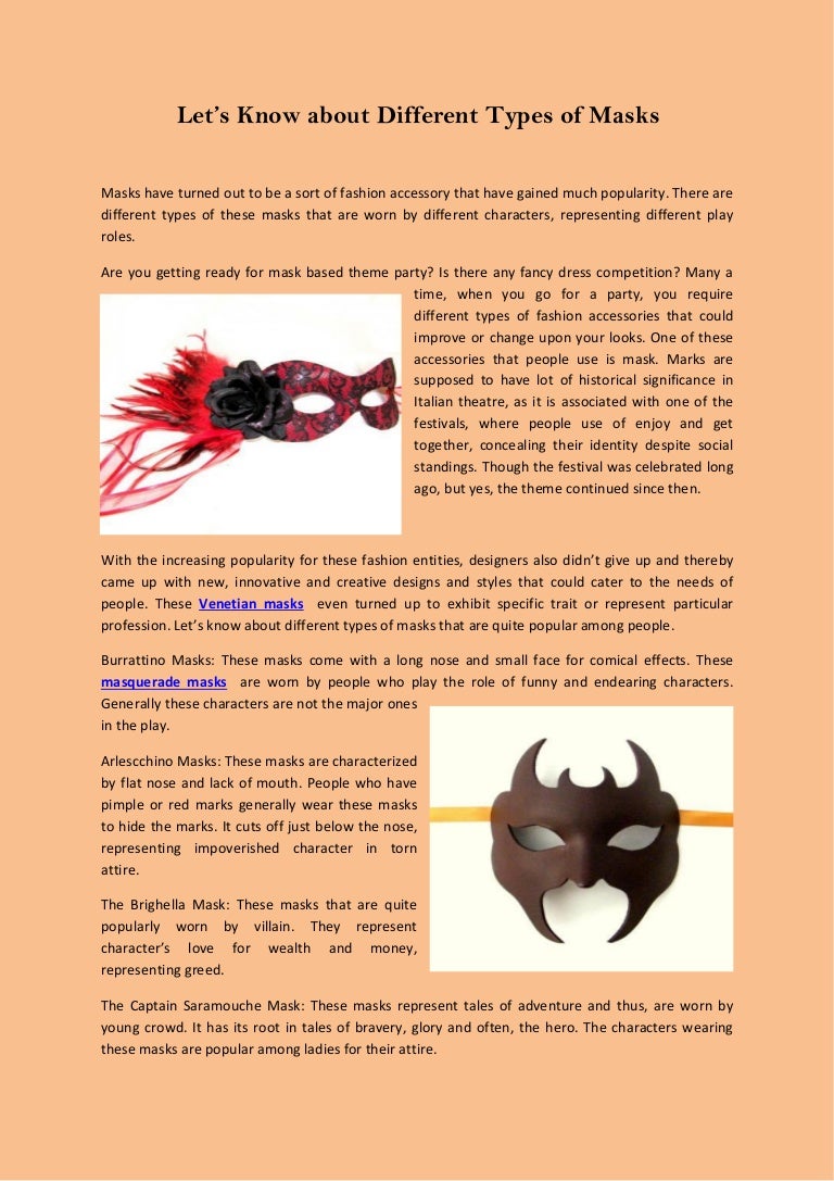 Let’s know about different types of masks
