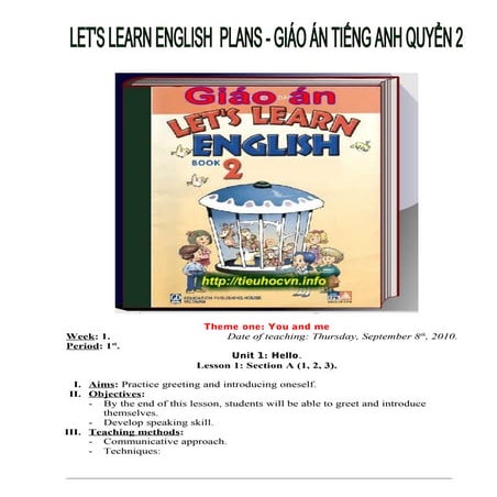 Giáo án Let's learn english book 2   term 1