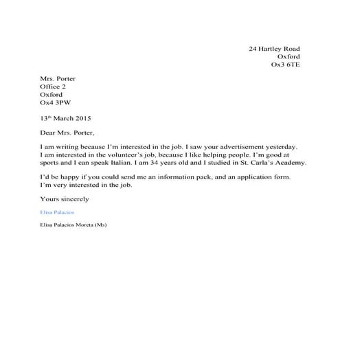 Formal letter - Sara | DOC