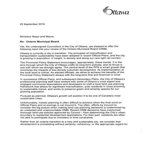 Councilor's letter to OMB