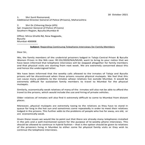 Letter to-dgp-18 oct21