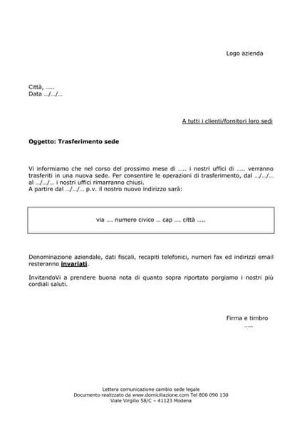 Lettera fusione per incorporazione dipendenti