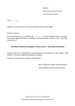 Lettera per avvenuto cambio di sede legale