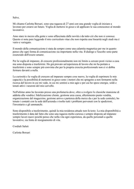 Lettera di presentazione