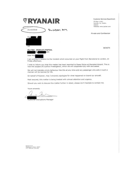 Entschuldigungsschreiben