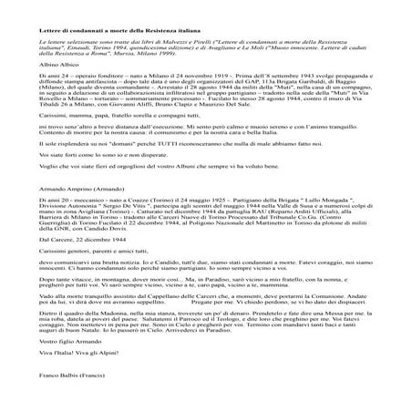 Lettere di condannati a morte della resistenza italiana