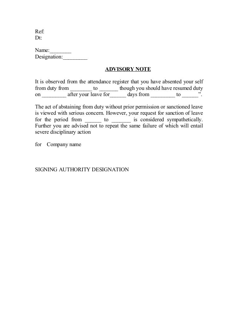 Letter For Absenteeism 507