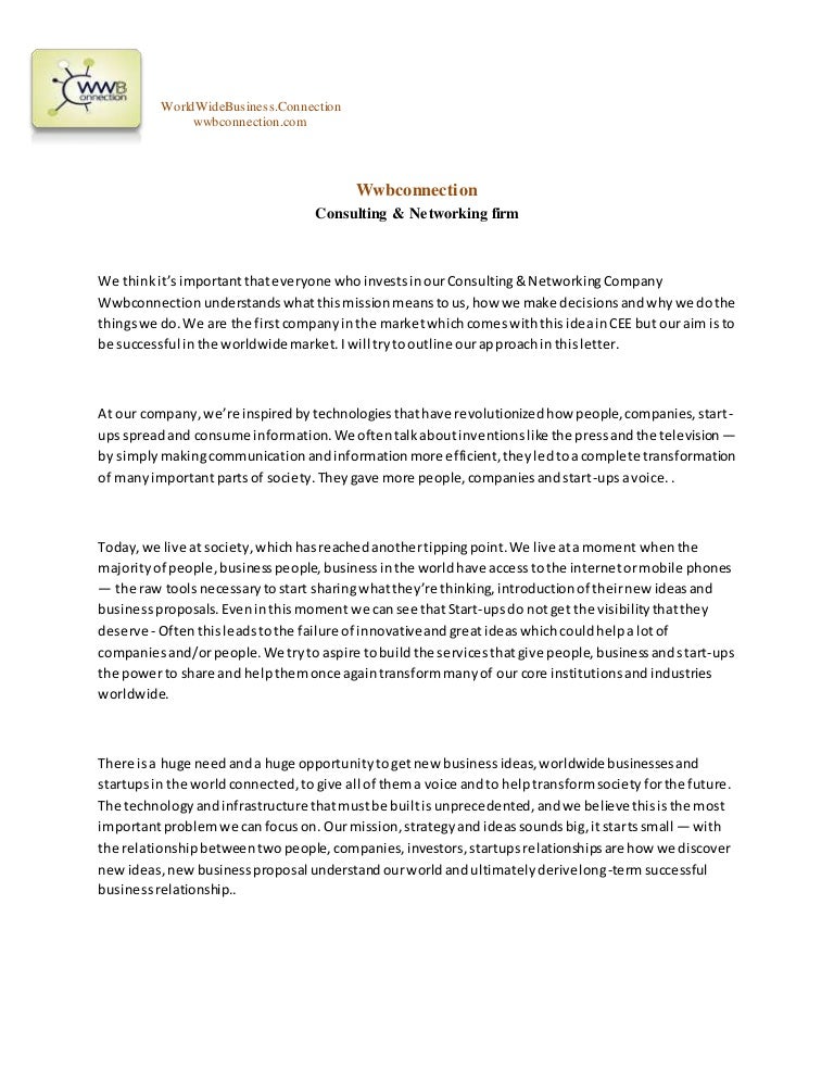 Letter for Investors Letter for Investors