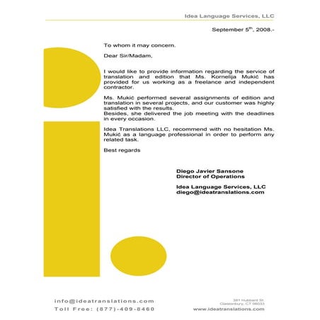 Letter From Idea Translations