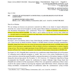 Letter from Smith & Revere MCBH