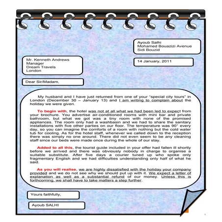 Letter of complaint