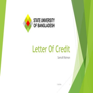 Letter of credit for Finance