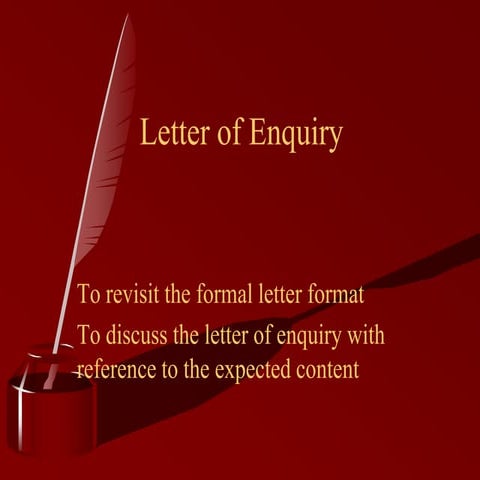 Letter writing- Enquiry Letter 