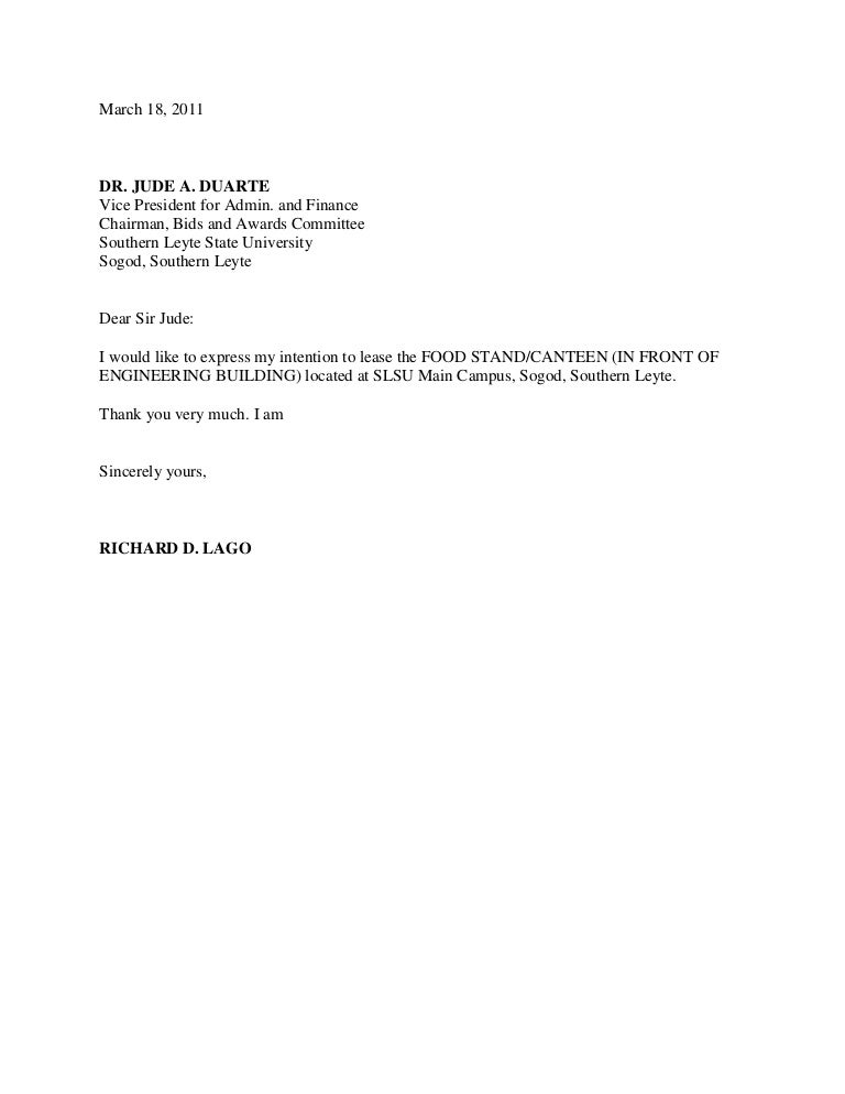 letter of intent letter on intention