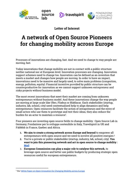 Letter of interest   open source & mobility in europe