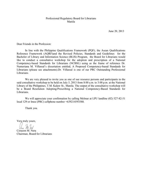 Letter of invitation