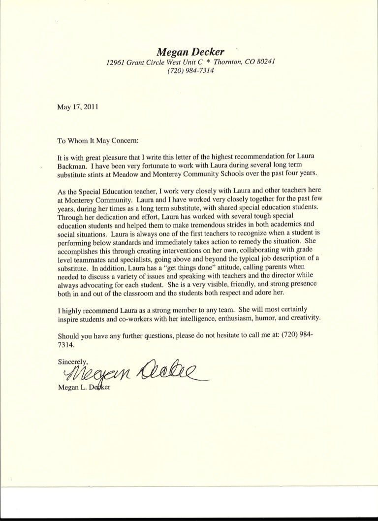 Letter of from Special Education Teacher from Megan De…