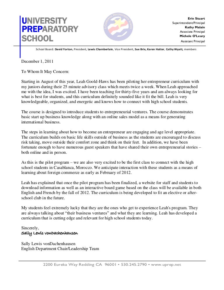 letter of recommendation utd letter of recommendation