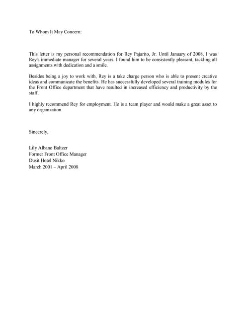 Chef Keith Recommendation Letter | DOCX