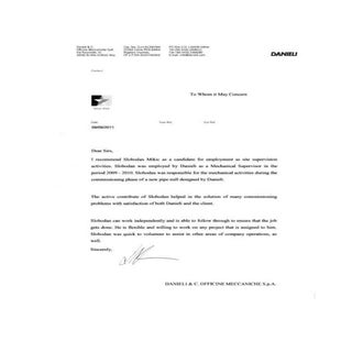 Letter of recommendation from danie...