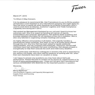 Letter of recommendation