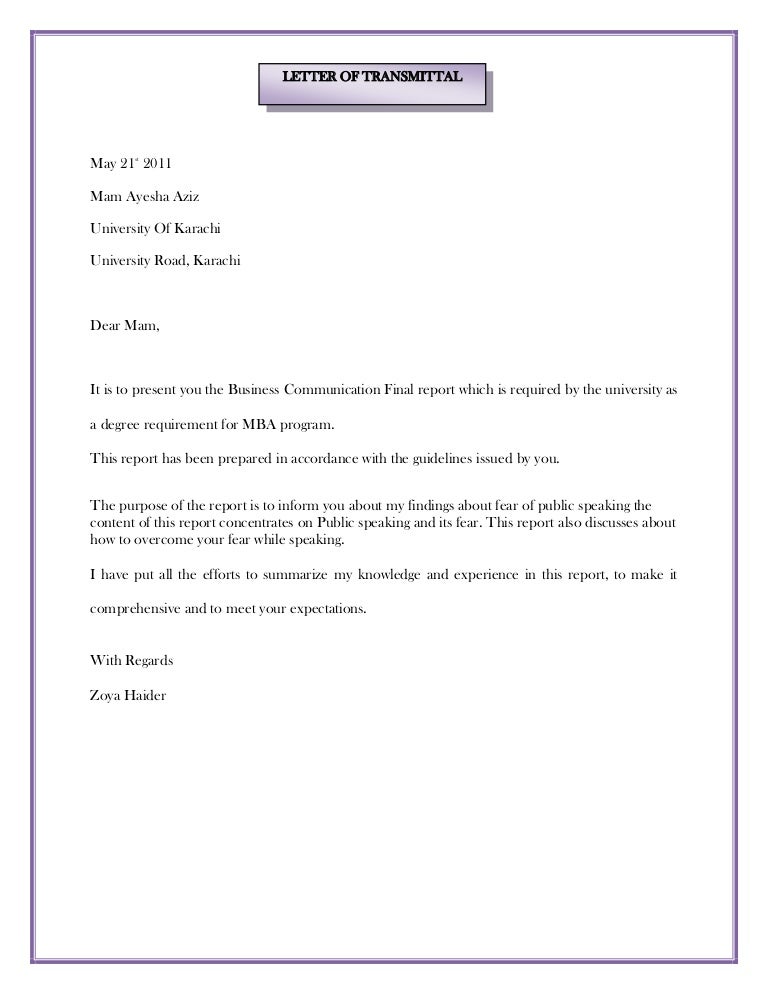 Transmittal Letter Format