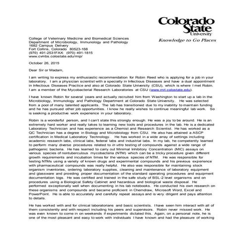 Letter of Recommendation