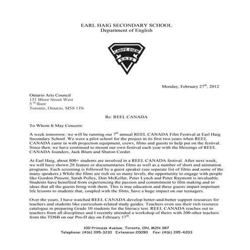 Letters from Educators About REEL CANADA