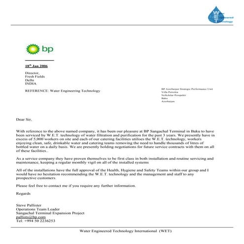 Letters of recomendation