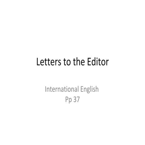 Letters to the editor