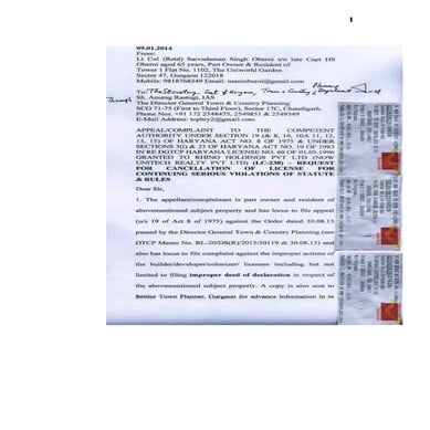 Letter to dgtcp haryana and stp gurgaon 09.01.2014 with annxs p | PDF