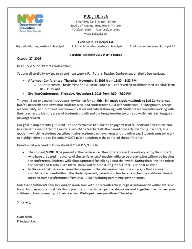 parent conferences letter