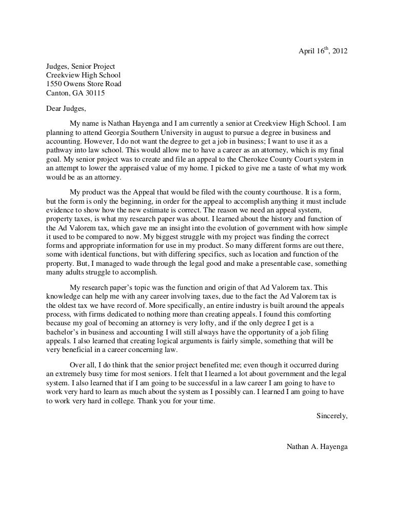 Informative Letter to Judges