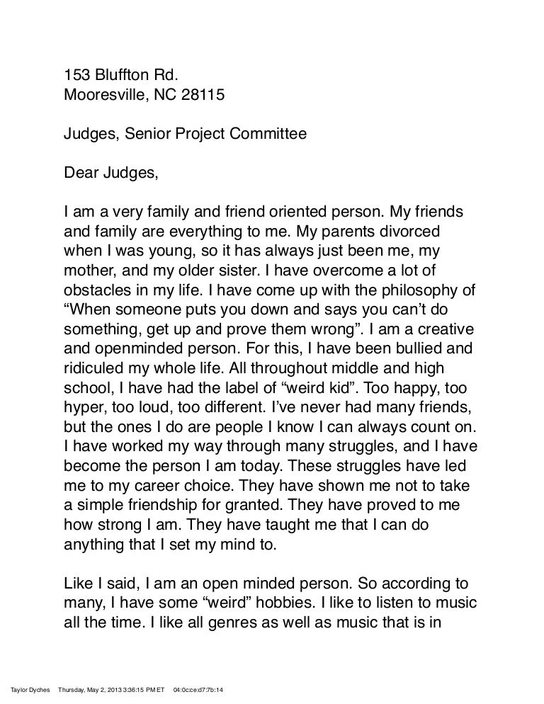 Letter to judges pdf