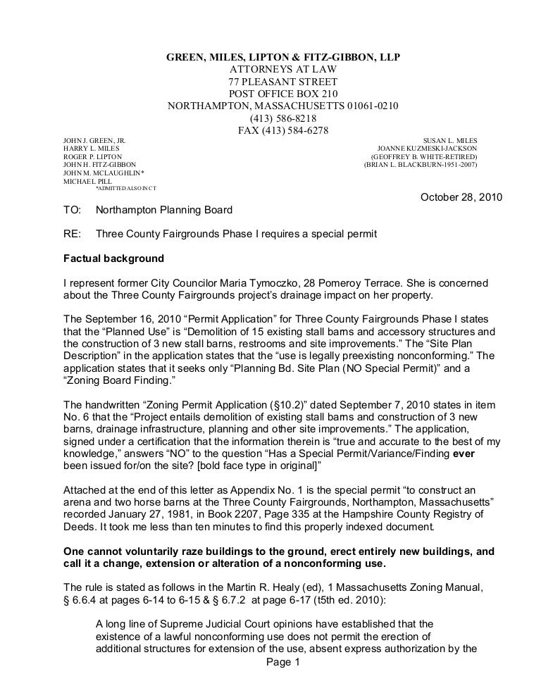 Letter to Planning Board 10282010