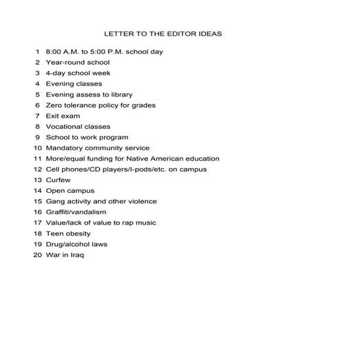 Letter to the editor ideas