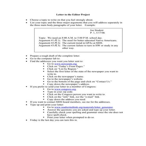 Letter to the editor project
