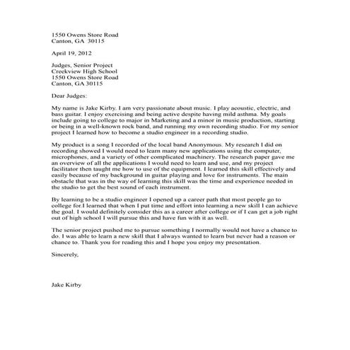 Letter to the Judges