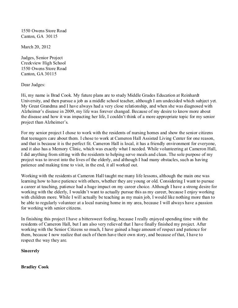 Letter to the judges