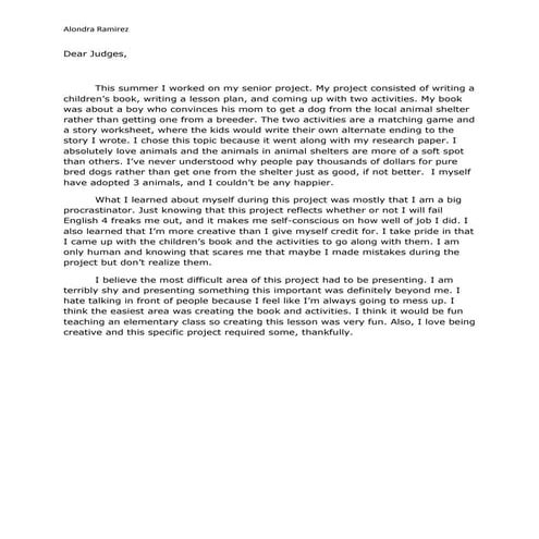 letter to the judges